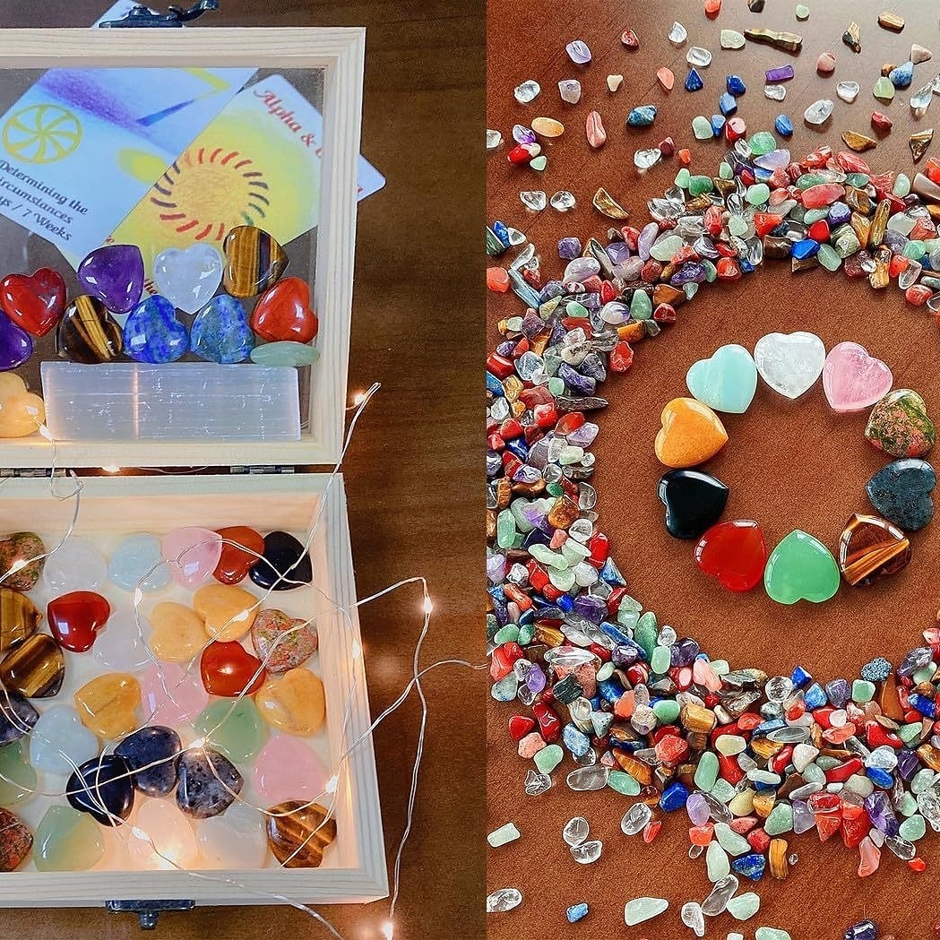 Lot de 30 pierres de cristal naturelles polies en forme de cœur | Pierre précieuse en cristal de guérison en forme de paume | Assortiment de quartz rose et d'améthyste en vrac, idéal pour le yoga, la de 2026 ? $27.99 –P7