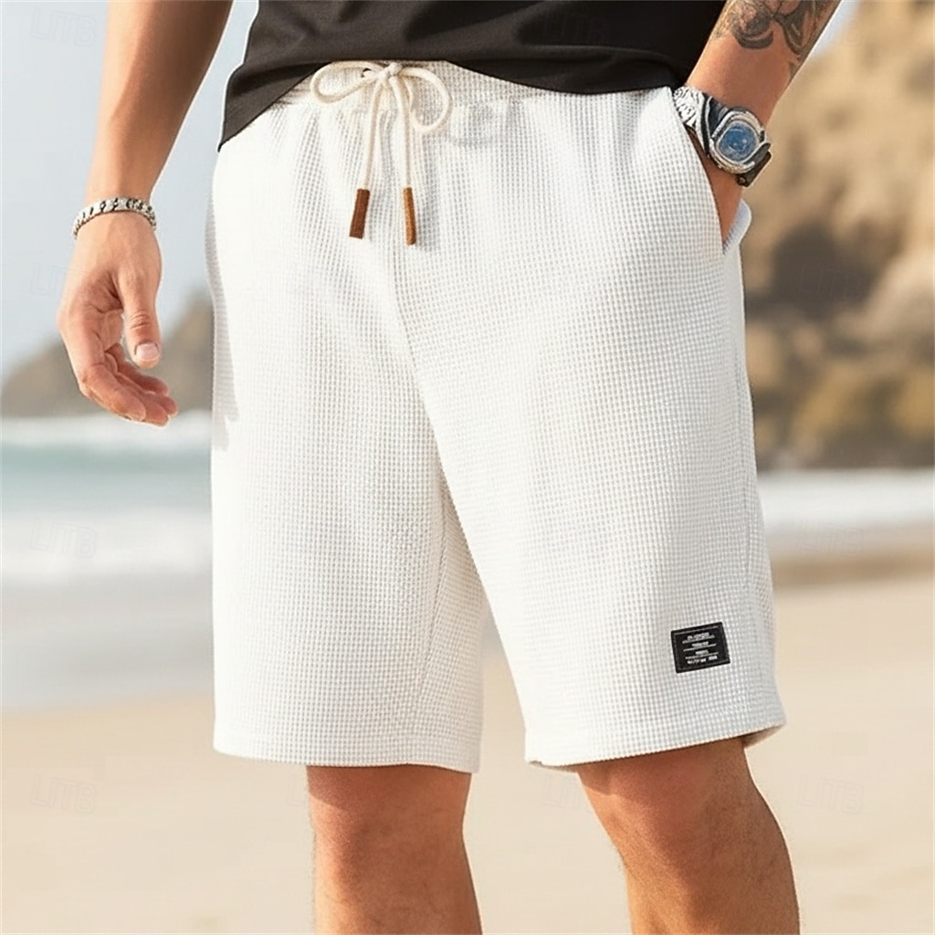 Per uomo Pantaloncini Waffle Pantaloncini Estivi Shorts da Spiaggia Pantaloncini casual Pantaloncini strutturati Coulisse Elastico in vita Tinta unica Comodità Lunghezza al ginocchio Quotidiano del 2026 a $18.99 –P1
