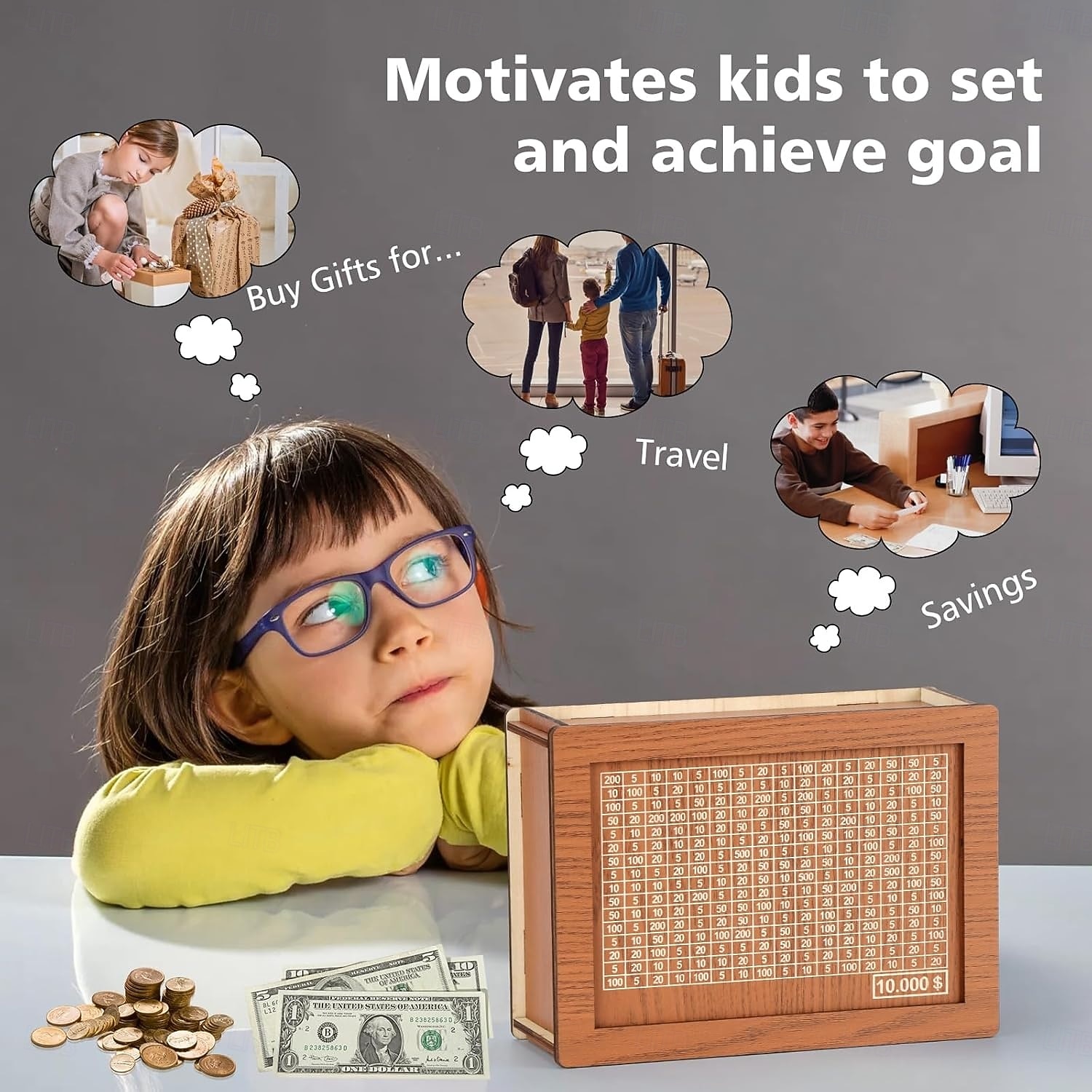 Деревянная копилка для хранения денег, деревянная копилка для хранения денег, копилка для хранения денег, копилка для подсчета монет, копилка со счетчиком, деревянная копилка с мишенью для денег и 2026 - $13.99 –P5