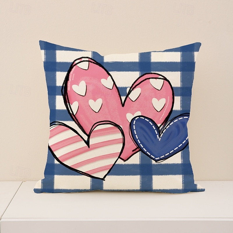 Valentine's Day Pillow Cover, Heart Print Decorative Cushion for Sofa, Bedroom, Living Room, Perfect for Creating a Romantic Holiday Atmosphere, Cozy Accent Pillow for Home Decor 2026 - $13.99 –P6