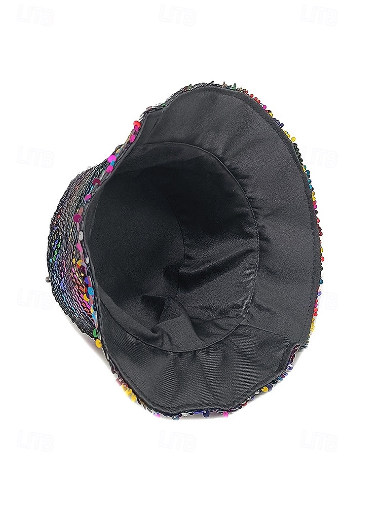 Kvinnors flerfärgad vändbar paljetthatt för Mardi Gras - glänsande diskokostymtillbehör för karneval rave och maskerad 2026 - $14.99 –P8
