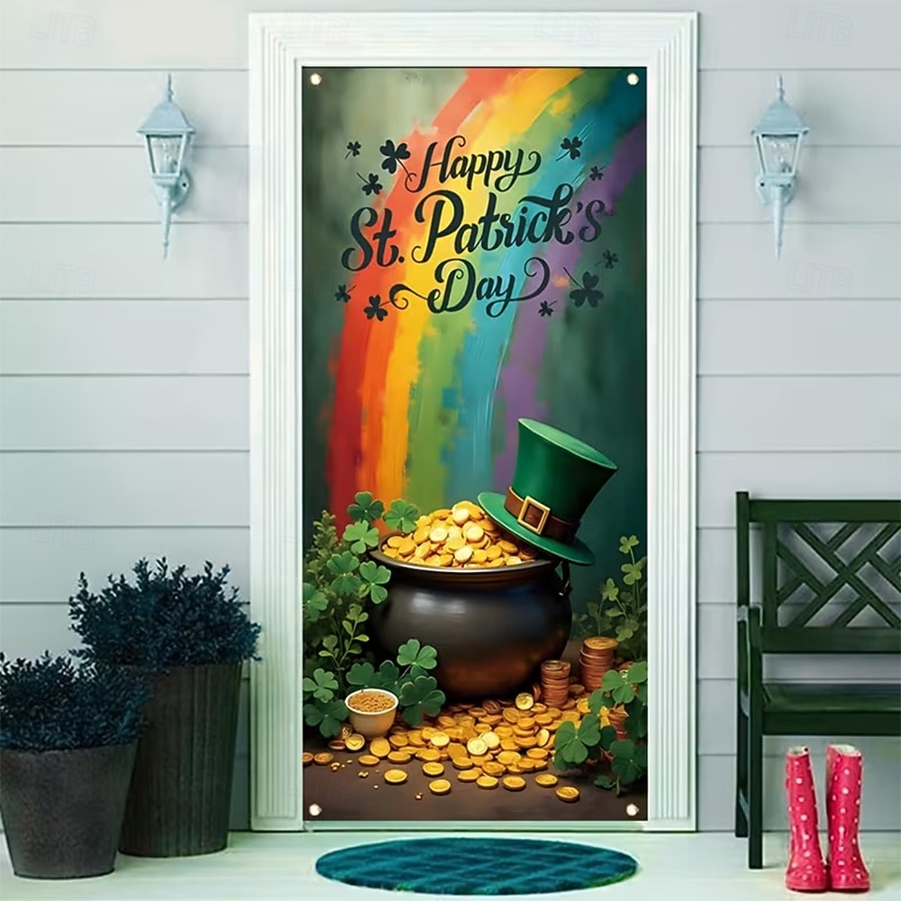 St. Patrick's Day Posters Door Cover Outdoor Banners Gold coin Green Hat Shamrock Cute 3D Party Dorm Teens Room College Dorm Guys Man Cave Frat Bedroom Shooting Backgrounds Home Decor 2026 - $20.99 –P3