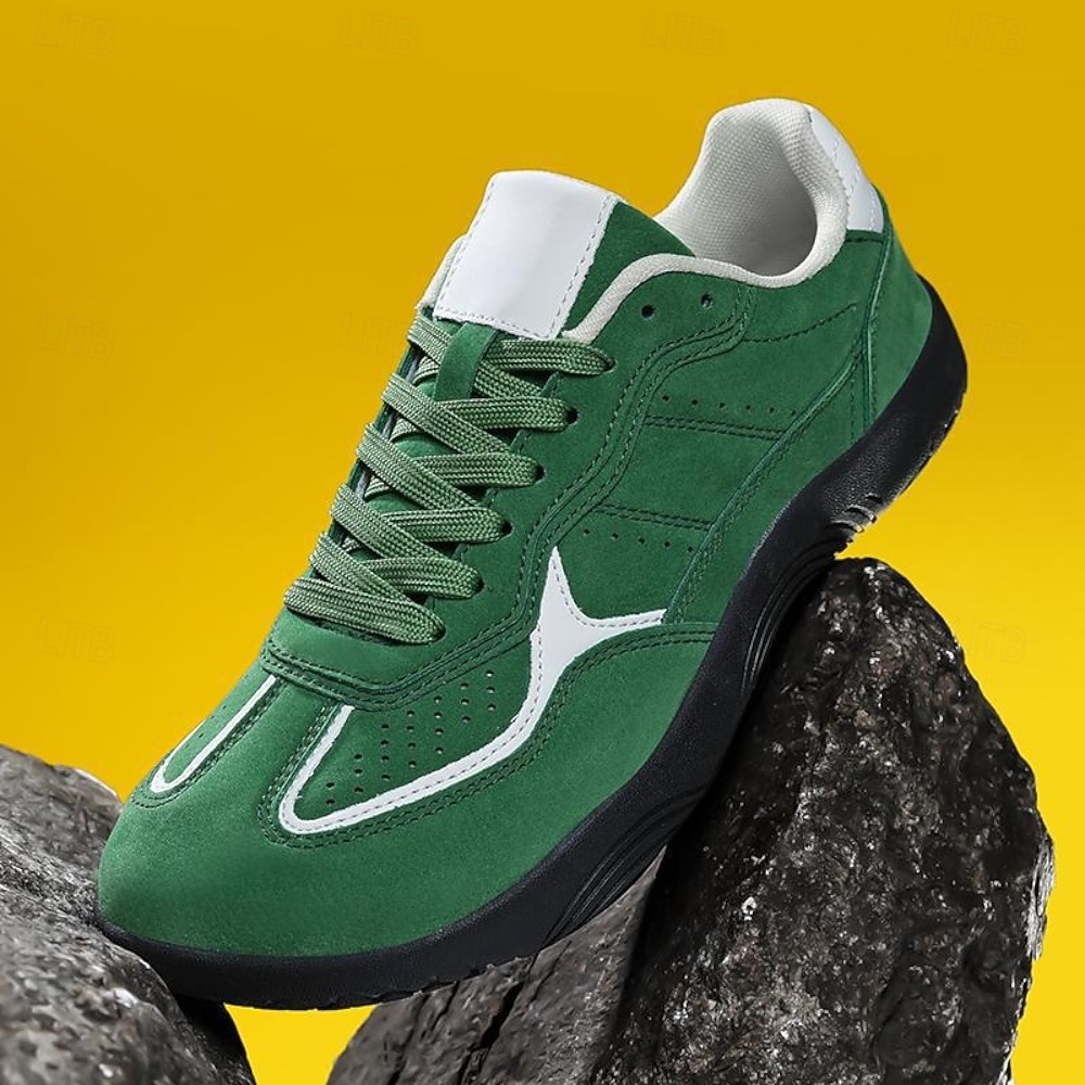 scarpe da ginnastica da uomo in pelle scamosciata verde, scarpe casual leggere e traspiranti con lacci e suola antiscivolo per camminare &abbigliamento quotidiano, ideale per outfit sportivi e per le del 2026 a $46.99 –P3