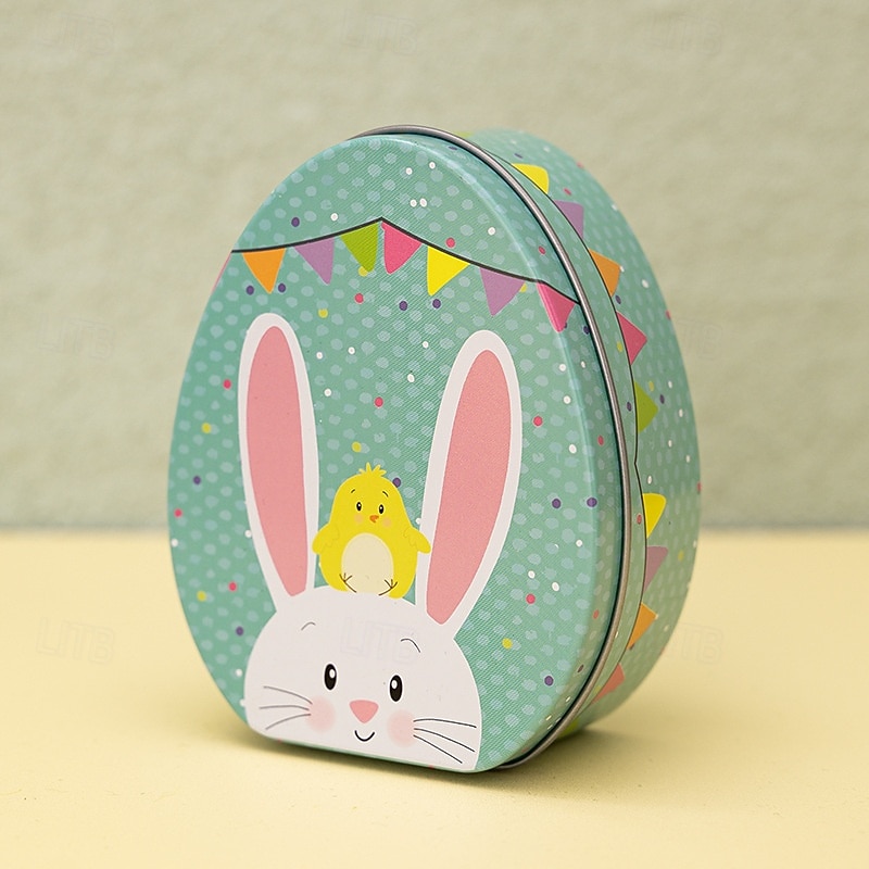 1pc Easter Bunny Egg Shape Tin Box, Kids Gift Candy Container, Cute Metal Treat Case, Holiday Party Favor, Easter Basket Stuffer Storage Box 2026 - $9.99 –P8