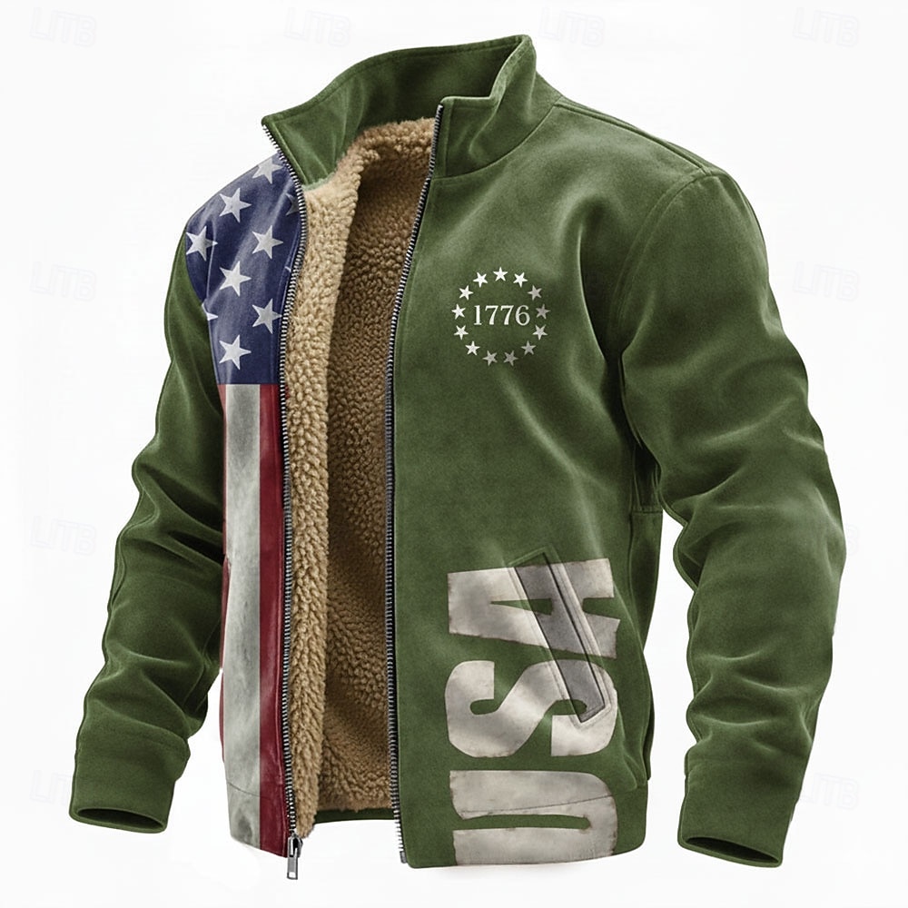4 iulie 2026 250 de ani Ziua Memorială Hanorac cu fermoar T-Shirt bărbătesc cu steagul SUA casual exterior zilnic 2026 - $42.99 –P4