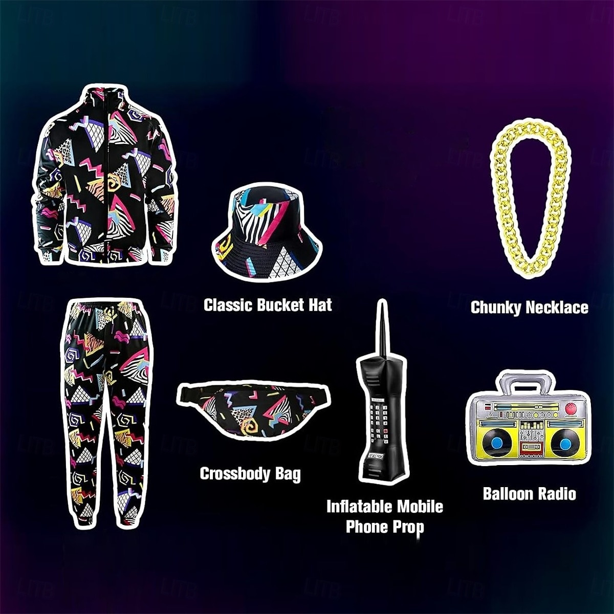 Retro Vintage 1980s Hip Hop Outfits Bag Accesories Set with Accessories Long Sleeves Disco Fancy Dress Men's Carnival Costume Halloween Carnival New Year Pride Parade Pride Month Adults Bag More 2026 - $61.99 –P7