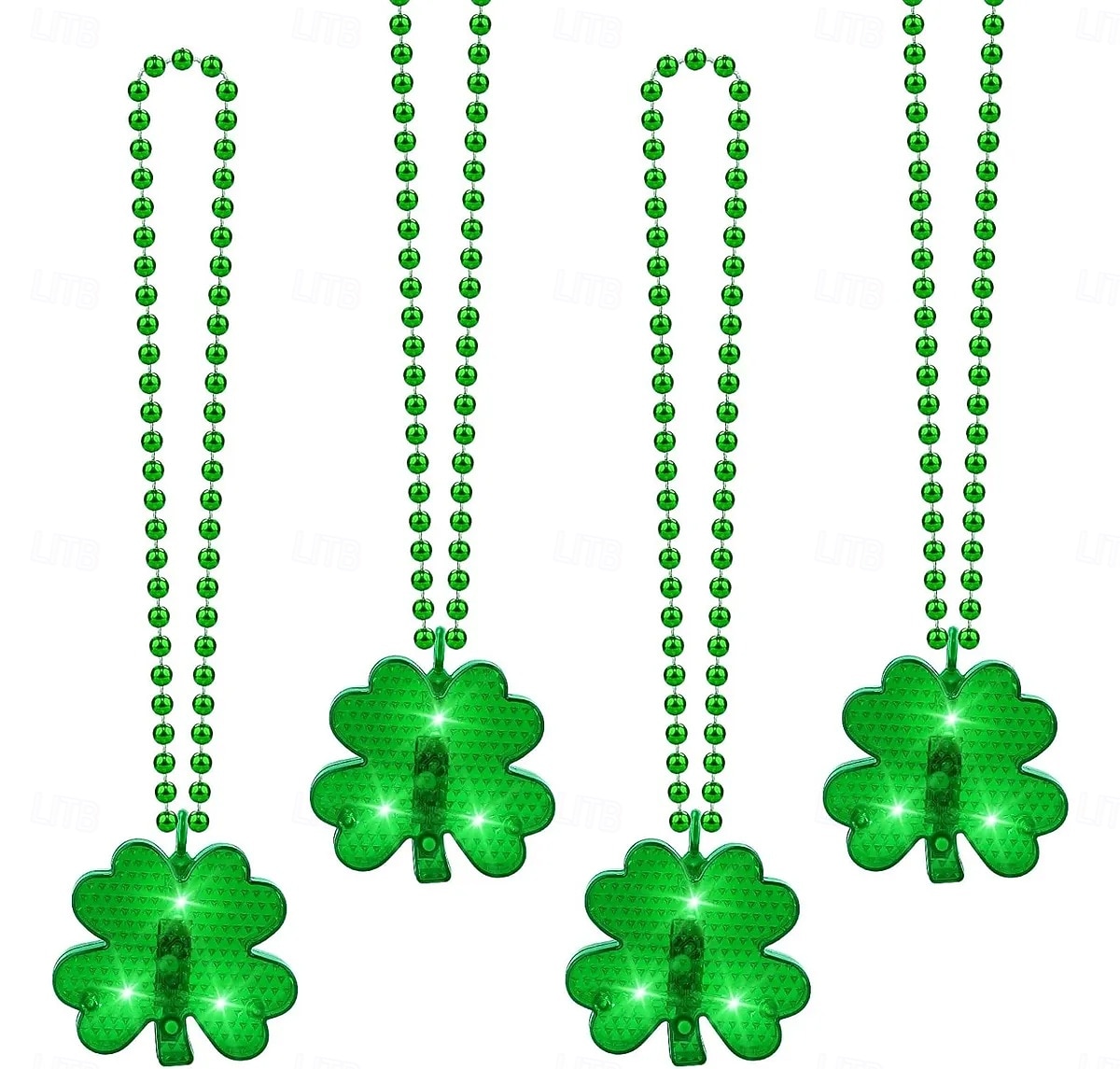 2 Pcs St. Patrick's Day Irish Shamrock LED Light-Up Bead Necklace, Party Celebration, Festival Decoration, Green Shamrock Necklace for Holiday, Event, and Party Accessories 2026 - $8.49 –P1