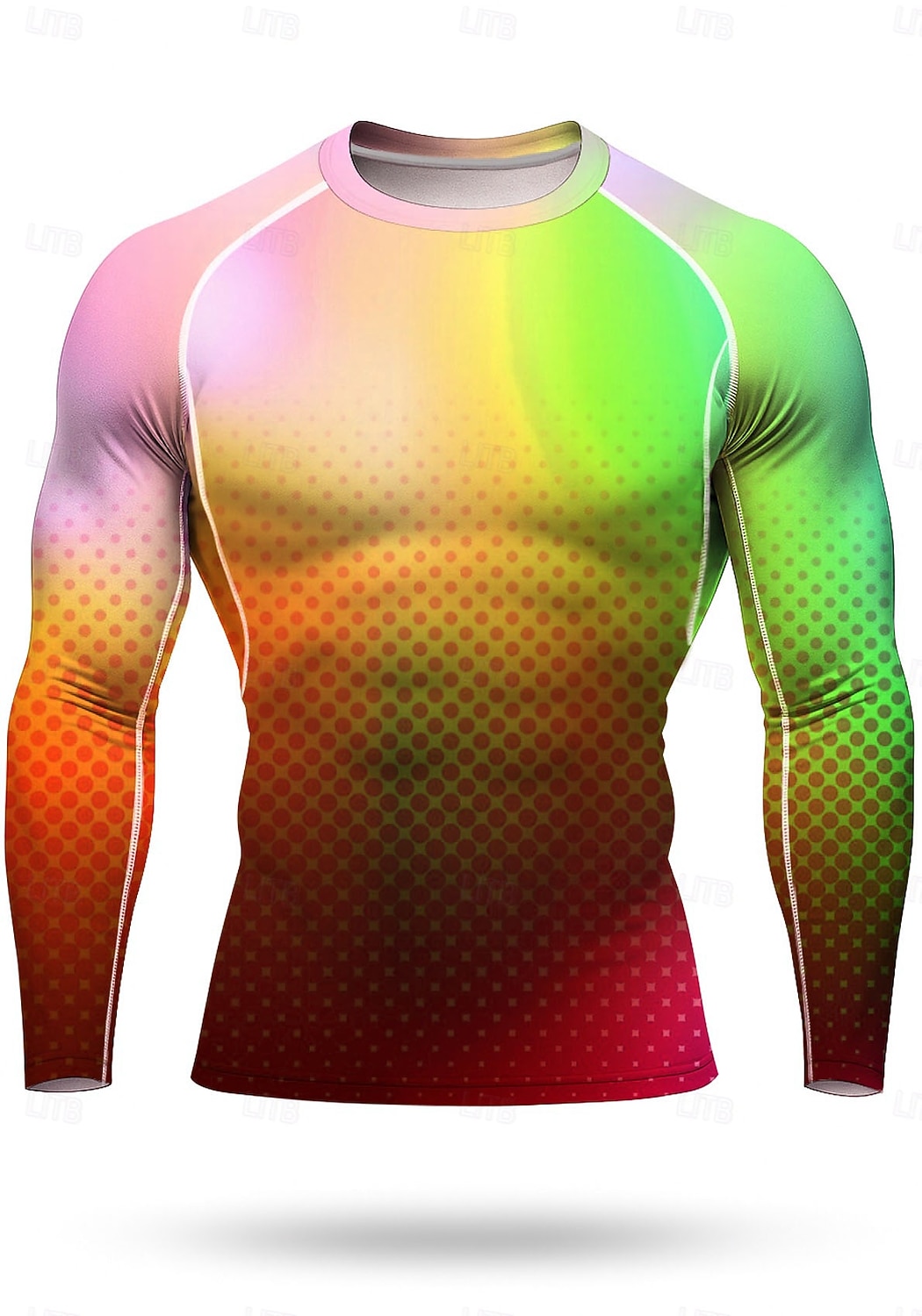 رجالي للجنسين هندسي التدرج تيشيرت للجري قميص رياضي قميص اللياقة البدنية قميص تجريب قميص الجري الصيف الربيع الخريف الشتاء كم طويل UPF 50 2026 - $18.99 –P4