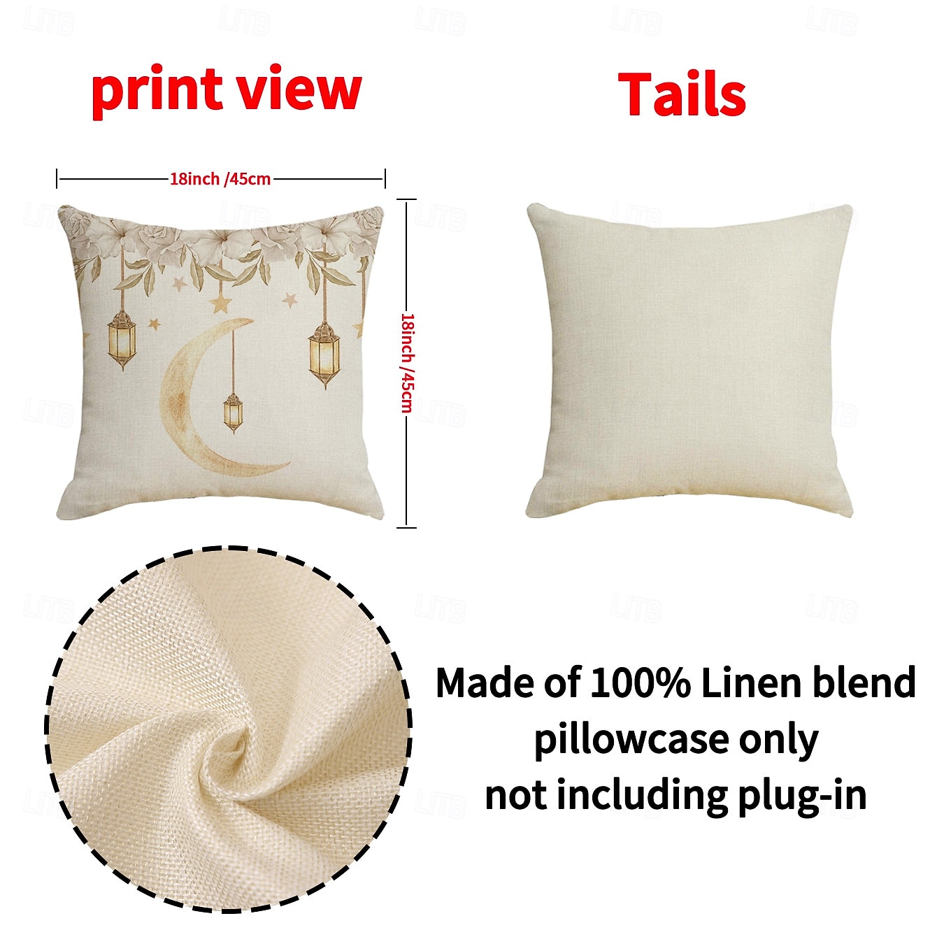 Ramadan eid díszpárnahuzat, hold &olajlámpás nyomat, légáteresztő kanapépárna, fesztivál lakberendezés nappaliba és imaszobába, ünnepi kiegészítő párna 2026 - $20.64 –P3