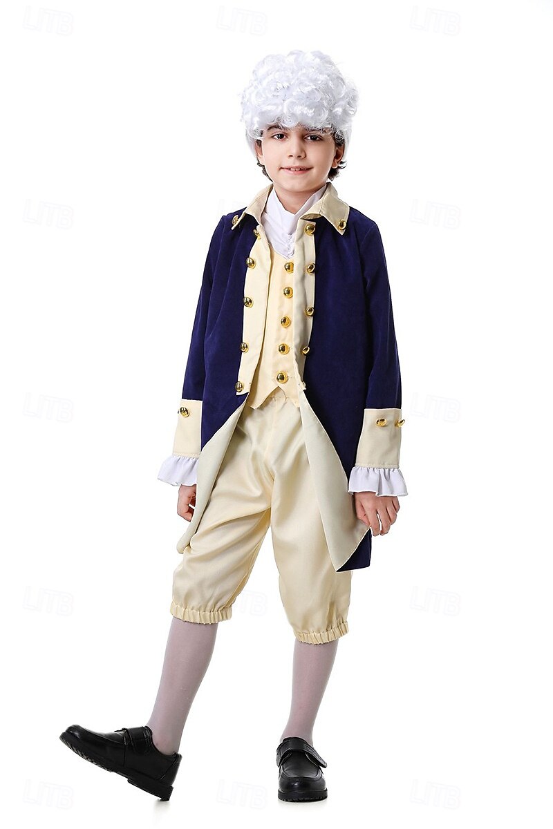 250e anniversaire des États-Unis Rococo Baroque Tenues Manches longues George Washington Alexander Hamilton Epoque Coloniale Déguisement Garçons Carnaval Jour de l'indépendance 4 juillet Enfant de 2026 ? $58.99 –P7