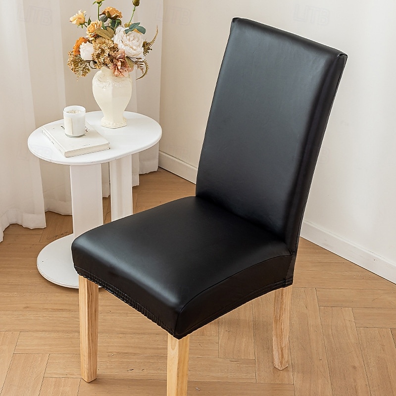 Stuhlbezug aus Leder, wasserdicht, ölabweisend, rutschfest, dick, einfarbig, zum Schutz und für einfache Pflege im Esszimmer. 2026 - $15.49 –P5