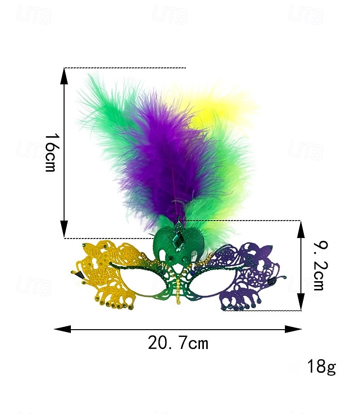 Dámská pírková benátská maškarní maska - Barevný laserem vyřezávaný kostýmový doplněk pro karnevalové párty cosplay a oslavy 2026 - $18.99 –P1