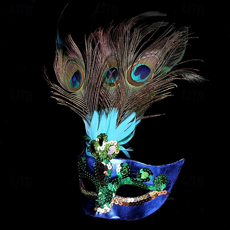 Kvinnes påfugl fjær venetiansk masquerade-maske - grønn paljetter kostyme tilbehør karnevalpartier Mardi Gras cosplay  elegante masquerade-arrangementer 2026 - $19.99 –P2