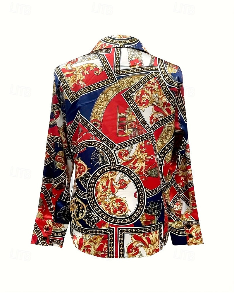 Γυναικεία Πουκάμισο Κομψή Σατέν Μπλούζα Μπλούζα Σουρωτά Κουρελού Κουμπιά Σκέτο Κομψό Βίντατζ κυρίες Μακρυμάνικο Κολάρο Πουκαμίσου Κανονικά μπλουζάκια Καθημερινά Δουλειά Αργίες Θαλασσί Καλοκαίρι Άνοιξη 2026 - $26.99 –P2