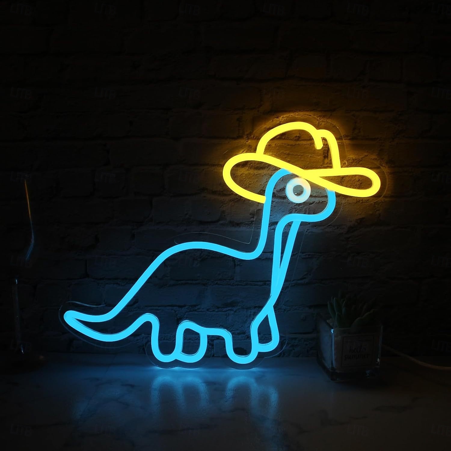 dinosaurus ještěrka kreslený led neonový nápis stmívatelný USB napájení pro nástěnnou dekoraci do interiéru ložnice obývací pokoj jídelna herní osvětlení chlapeckého pokoje mužská jeskyně skvělý dárek 2026 - $32.99 –P5