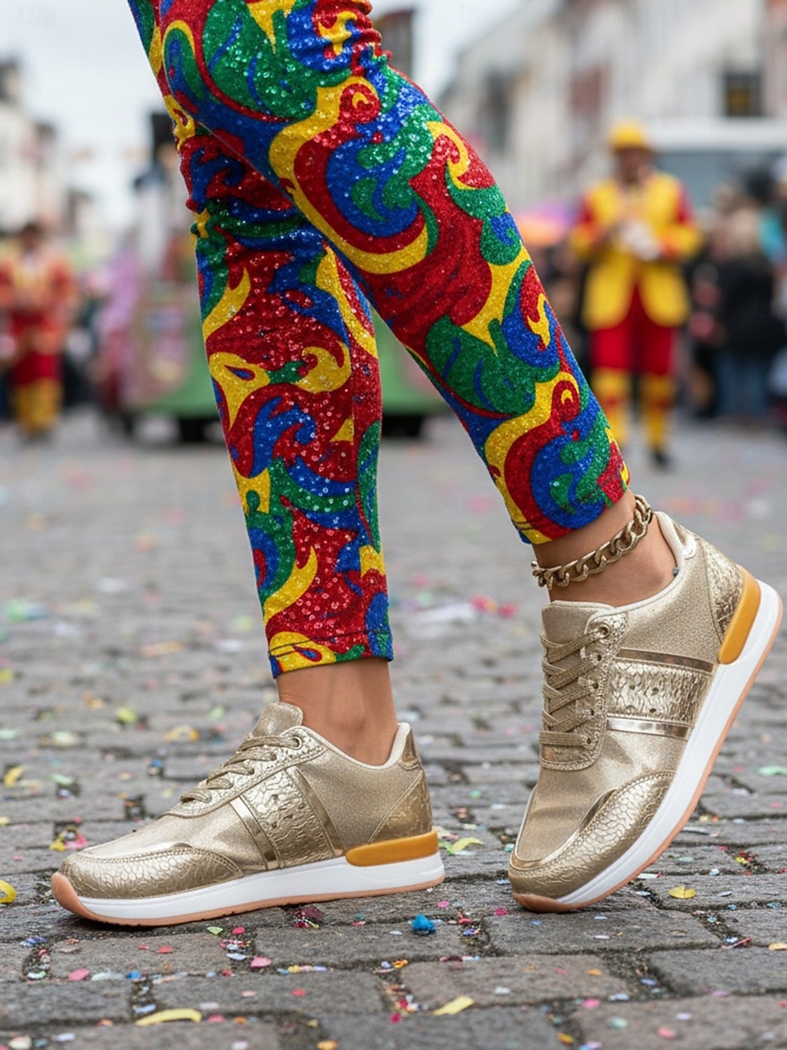 Zlaté metalické glitrové tenisky pro ženy Mardi Gras lehké karnevalové módní boty pro festivalové oblečení každodenní nošení cestování a oslavy 2026 - $32.99 –P2