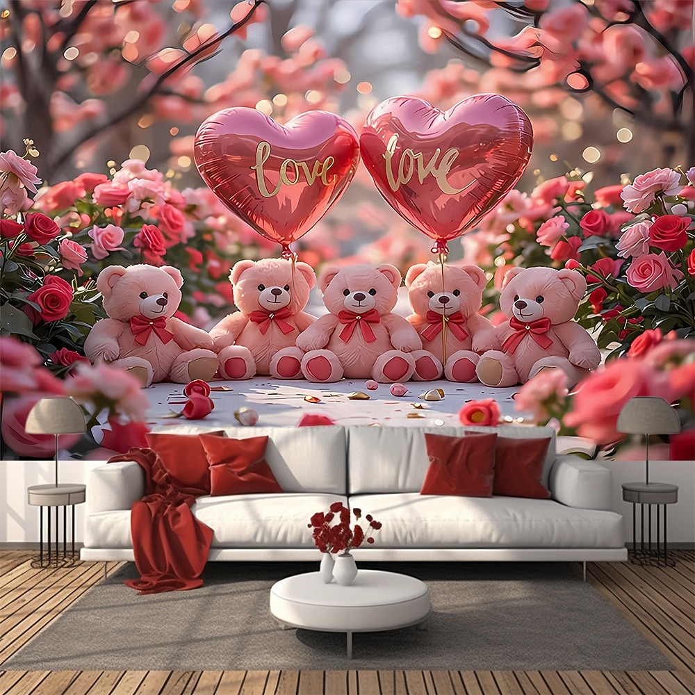 Valentine's Day Tapestry Banners Blanket Rose Love Heart Cute Romantic 3D Party Living Room Shooting Backgrounds Marriage Proposal Decoration Home Decor 2026 - $16.99 –P3