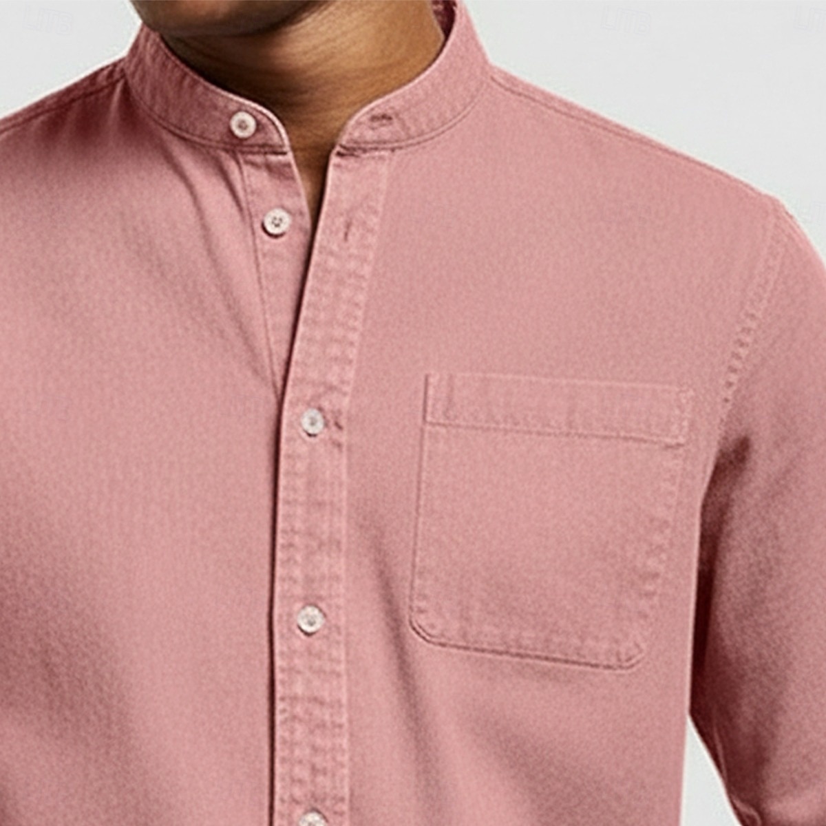 Hombre Camisa Camisa casual Camisa con cuello mao Rosa Azul Marino Gris Manga Larga Plano Collar mandarín Casual Exterior Bolsillo Ropa Poliéster Neutral Moda Diario Casual 2026 - $24.99 –P4