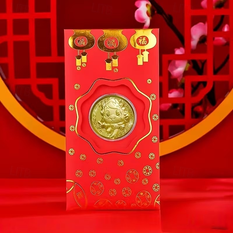 5 ks pamětních mincí k roku 2026 (náhodný styl) 100 juanů, červené obálky, zlatá fólie, čínský Nový rok, štěstí, peněžní tašky, kulturní zboží 2026 - $15.99 –P2
