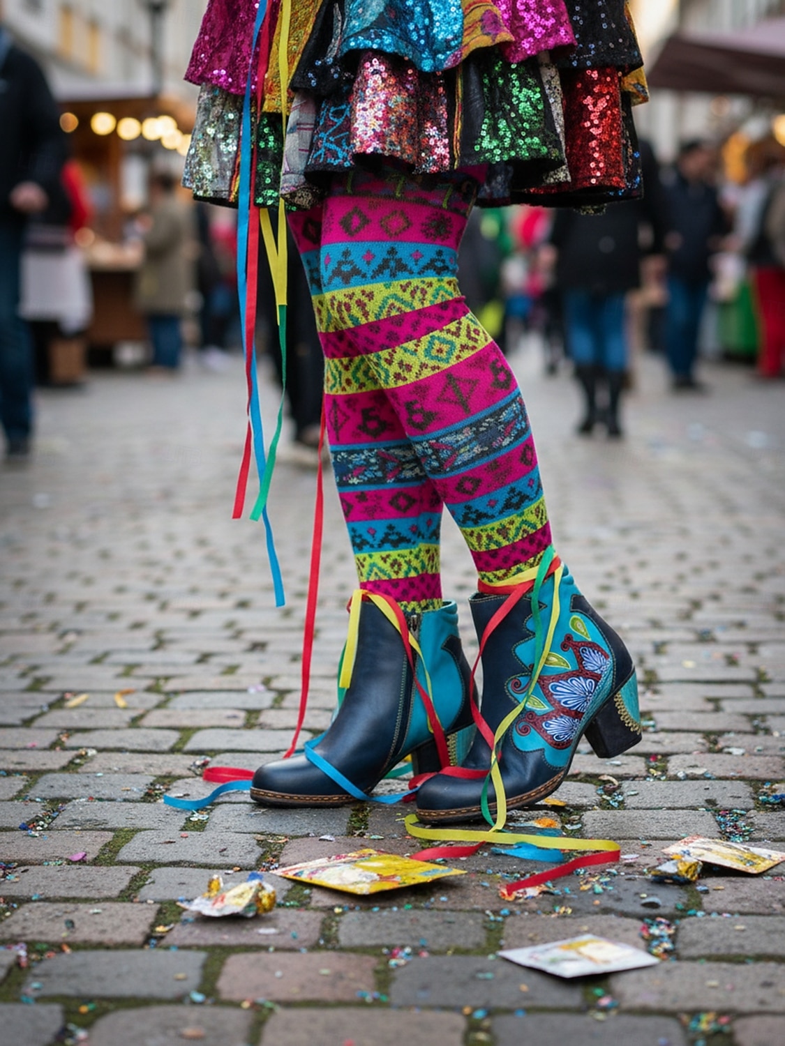 Γυναικεία Καρναβαλικά Μπότες Μπλέ Mardi Gras με Μπλοκ Τακούνι - Ποιότητα Δερμάτινη δέρμα Κεντημένο Vintage Λαογραφικό Στυλ Υποστηρικτικά Τακούνια για Παρελάσεις Κοστούμια Καθημερινή Χρήση και 2026 - $109.99 –P7