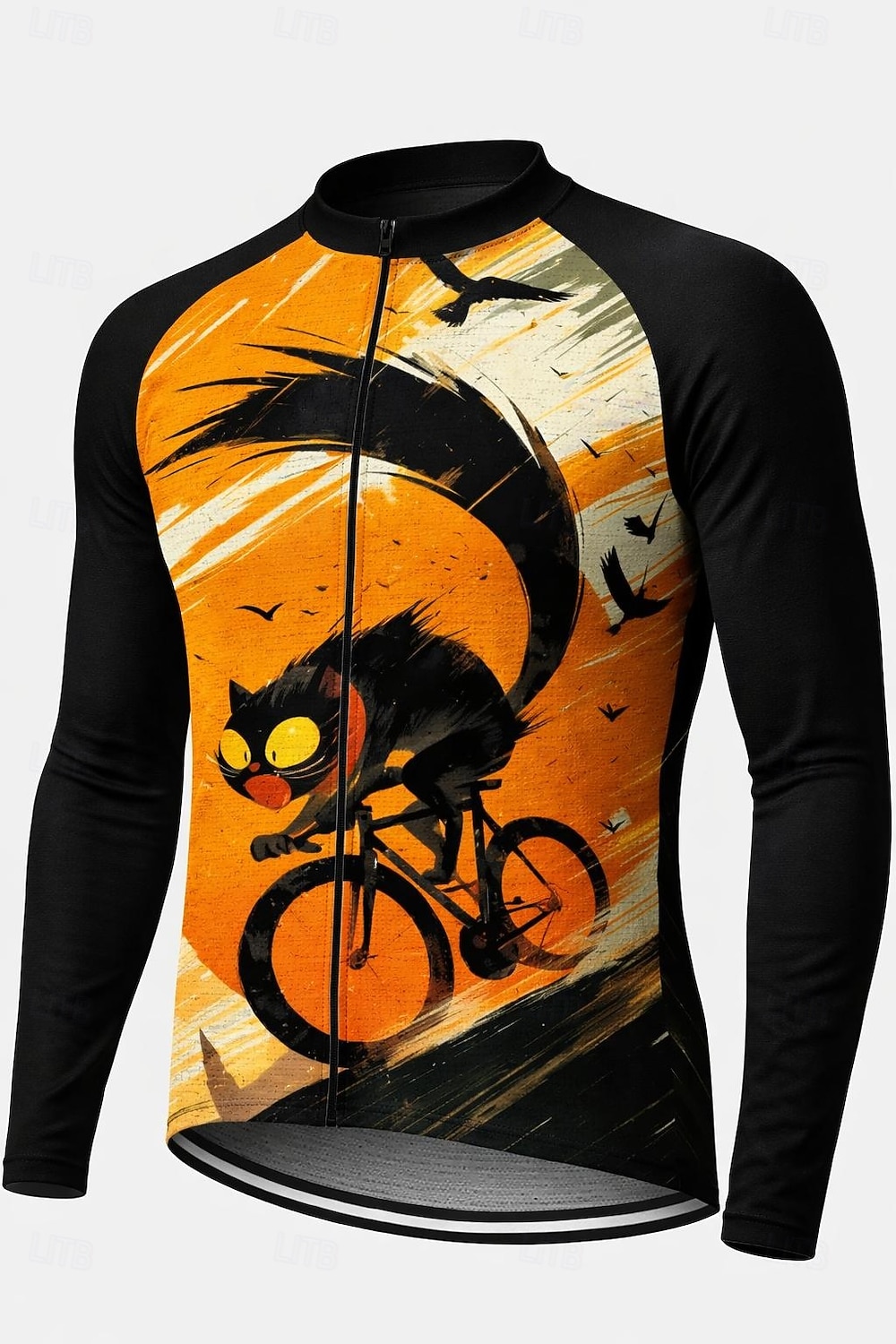 Homens Camisa para Ciclismo Jersey em declive Gato Personagem Cor de contraste Manga Longa Moto Camiseta Camisa / Roupas Para Esporte Roupas de Compressão com 3 bolsos traseiros Ciclismo de Montanha de 2026 por $32.99 –P5