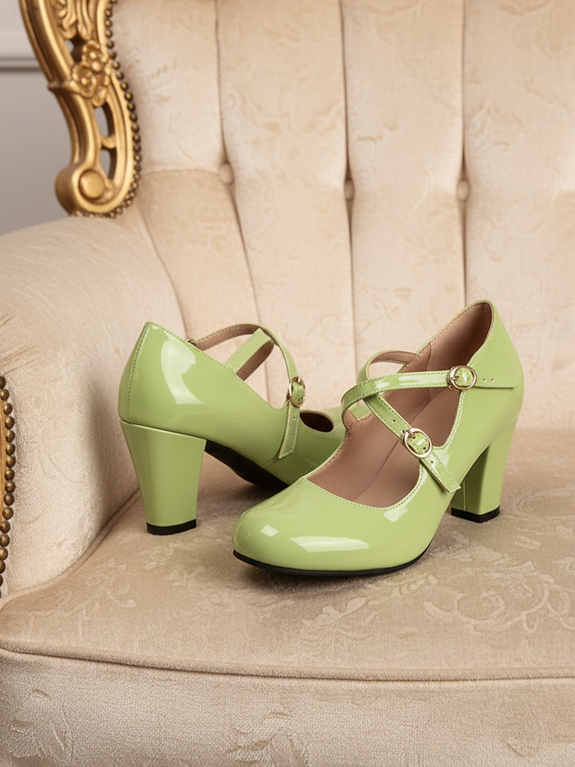 Per donna Quotidiano Lavoro Feste Fibbia Tacco a Blocco Punta Tonda Elegante Vintage Finta Pelle Fibbia Nero Bianco Rosa del 2026 a $54.99 –P3