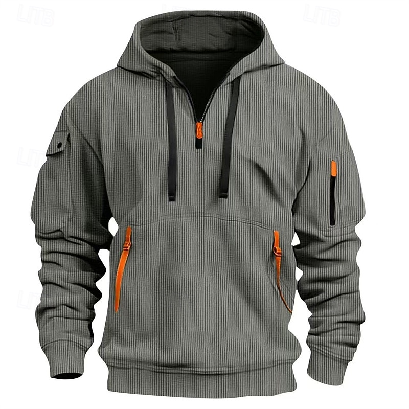 Per uomo Felpa con cappuccio Maglione Felpa con cappuccio e zip corta Blu Nero Bianco Rosso Cachi Con Cappuccio Semplice Jacquard Tasca Testurizzato Quotidiano Sport & Outdoor Ferie Streetwear del 2026 a $34.99 –P1