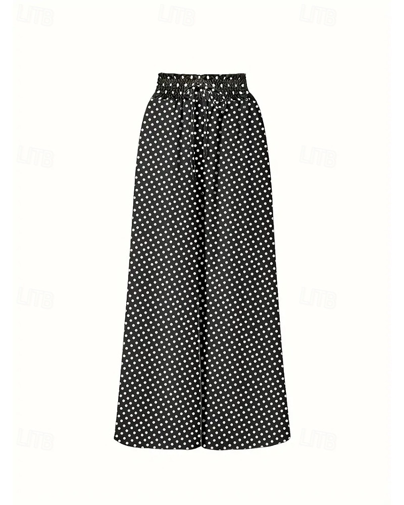 Damen Weites Bein Chinos Hosen Hose Urlaub Streetwear Lässig Lang Mittlere Taillenlinie Tupfen Tasche Elastischer Bund Bequem Unelastisch Täglich Outdoor Urlaub Hellgrau Dunkelgrau Schwarz Rot Sommer 2026 - $22.99 –P7