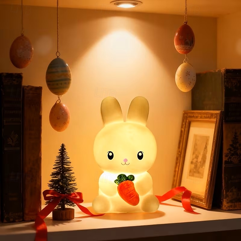 veilleuse lapin de Pâques mignonne, lampe lapin lumineuse à piles, décoration pour la chambre, la table de chevet ou le salon pendant les fêtes de 2026 ? $16.49 –P1