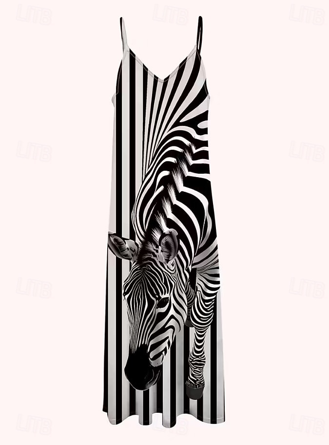 Γυναικεία Μακρύ φόρεμα Φόρεμα για τον ήλιο Φόρεμα σε γραμμή Α Σλιπ Φόρεμα Διακοπές Καθημερινό Μπόχο Παραλία Χαλαρή Εφαρμογή Γραφική Ζώο Αμάνικο Λαιμόκοψη V Μαύρο Καλοκαίρι Άνοιξη 2026 - $36.99 –P3
