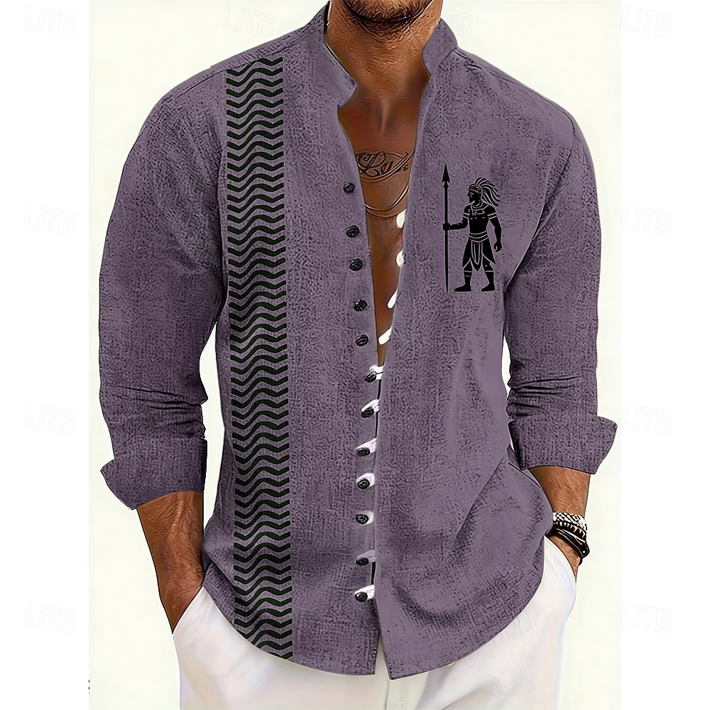 Per uomo Etnico Popoli indigeni Camicia Camicia con colletto alla coreana Manica Lunga Vintage Retrò Casuale Vacanza Primavera Autunno Collo alla coreana Colletto alla coreana Bottonato Camicia tipo del 2026 a $11.49 –P3