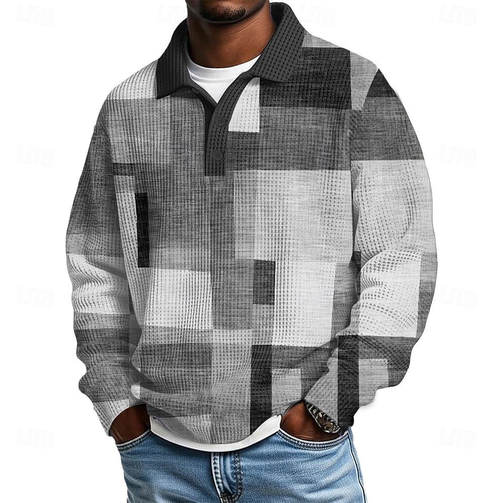Per uomo Geometrico Blocco di colori Magliette Polo a Nido d'Ape Testurizzato Manica Lunga Magliette polo Bavero Abbigliamento Sportivo Casual Scuola Athleisure Abbigliamento quotidiano Stampa 3D del 2026 a $28.99 –P4