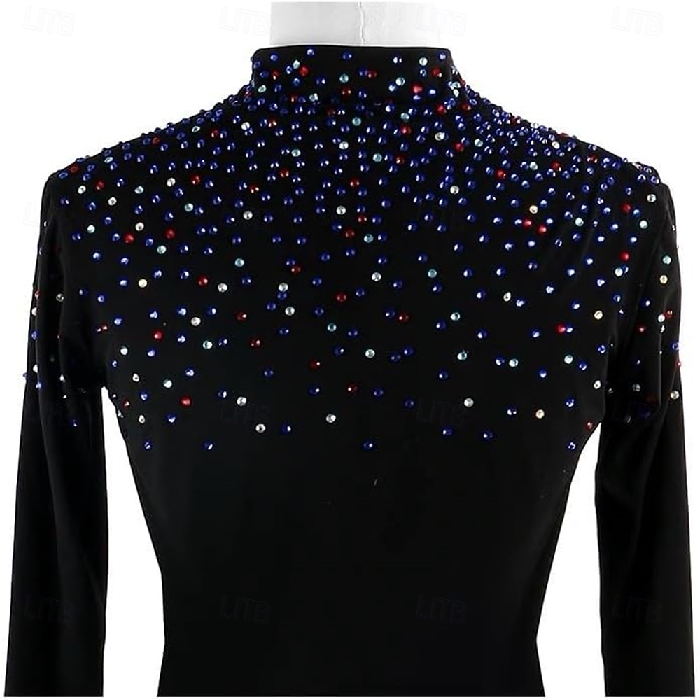 2026年 フィギュアスケート フリース ジャケット レディース ガールズ アイススケート ジャケット トップ パープル ストレッチ トレーニング 競技 スケートウェア 保温 暖かい クリスタル/ラインストーン 長袖 アイススケート フィギュアスケート  コレクション – $106.99 –P5