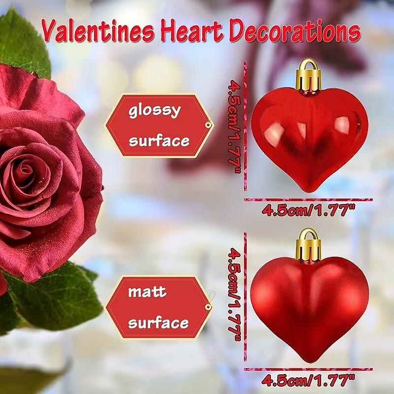 24 Pack Valentine's Day Heart Ornaments, Red and Gold Shiny & Matte Finish, Hanging Heart Decorations for Anniversary, Mother's Day, Christmas Tree Decor 2026 - $15.99 –P2
