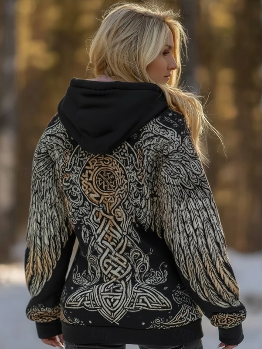 Dame Pullover hettegenser-genser Grafisk Dyr Batikkfarget Elegant Punk Årgang Langermet Med hette Vanlige topper Avslappet Hjem Gate Blå Svart Rosa Vår Høst 2026 - SGD S$41.59 –P2
