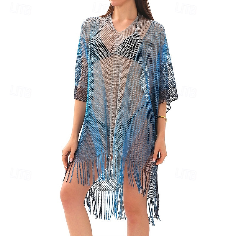 Dámské Plavky Přehozy Plavky Třásňový lem Vystřižený prázdniny Oblečení na pláž Tónované Do V Krátké rukávy Plavky 2026 - $11.49 –P9