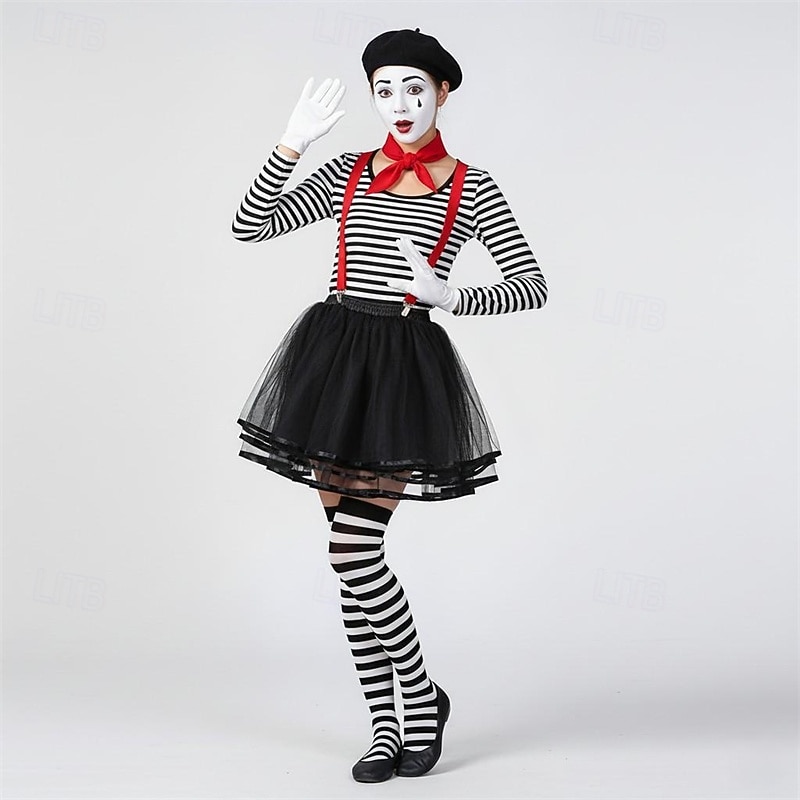 Fancy kostyme Tyllskjørt Tutu-skjørt Mime-kunstner Mimeklovn sirkus 1950-tallet 1980erne Multi Layer Oppblåst Voksne Dame Halloween Karneval Fest Ytelse Dansballett Kle deg opp 2026 - $23.99 –P5