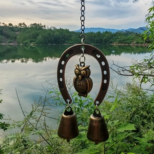 A Lucky Horseshoe Owl Wind Chime, Outdoor Iron Art Love Wind Chime, Vintage Horseshoe Design, Valentine's Day Iron Nail Wind Chime Home Decoration for Good Luck in Love, Perfect Garden Ornament 2026 - $10.99 –P16