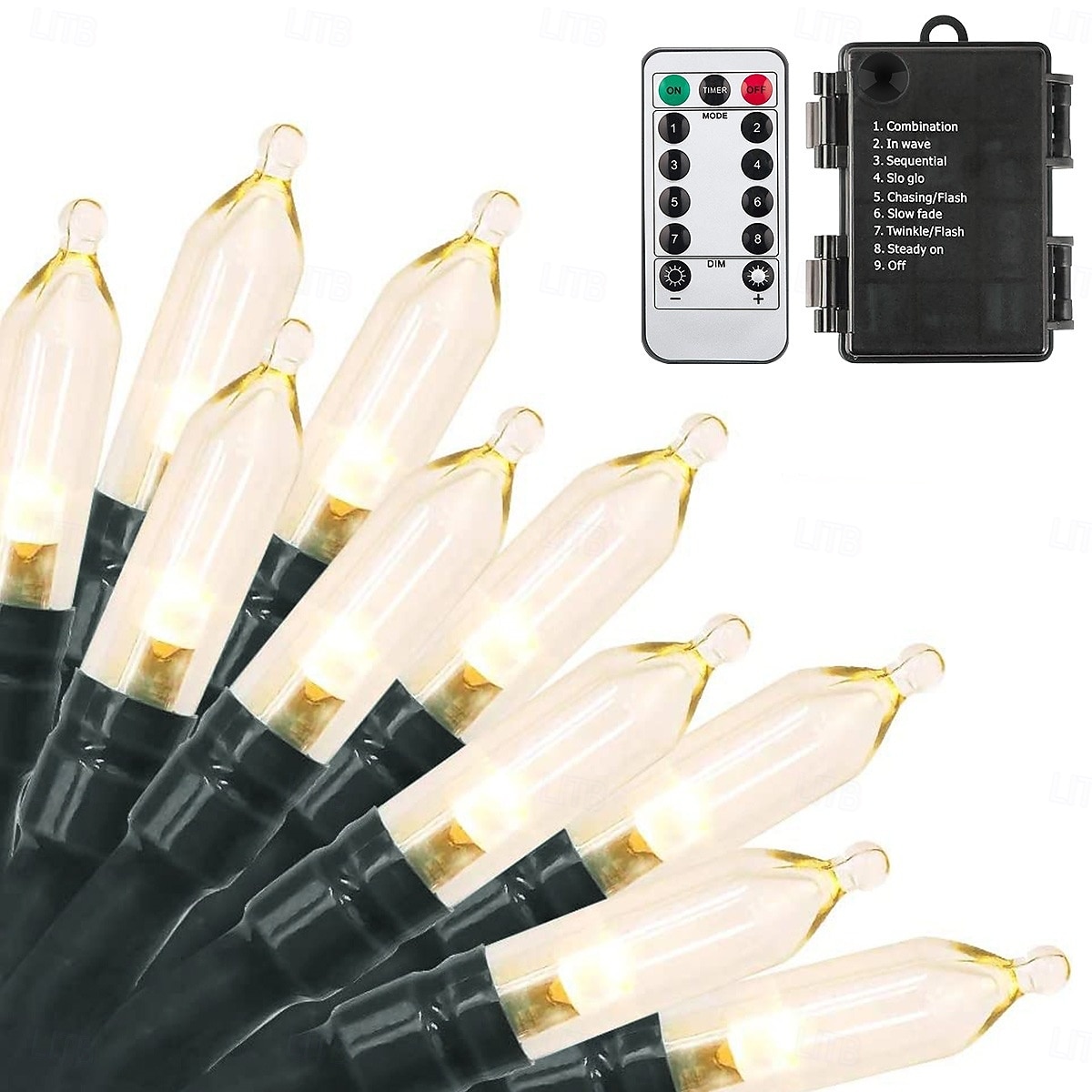 Vízálló elemes fényfüzér mini lámpák 33ft 100 LED 8 funkciós időzítő távirányítóval benti hálószobához Valentin-nap új év Halloween esküvői parti hangulatú díszvilágítás 2026 - $17.49 –P13