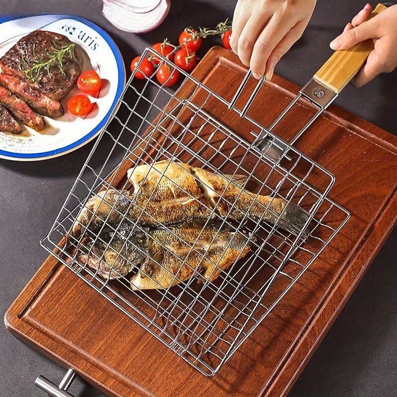 grillkorg &robust metallspatel för kött, biff, räkor &grönsaker, korrosionsbeständigt grillverktyg för utomhusbruk, perfekt för picknick &camping 2026 - $15.99 –P4