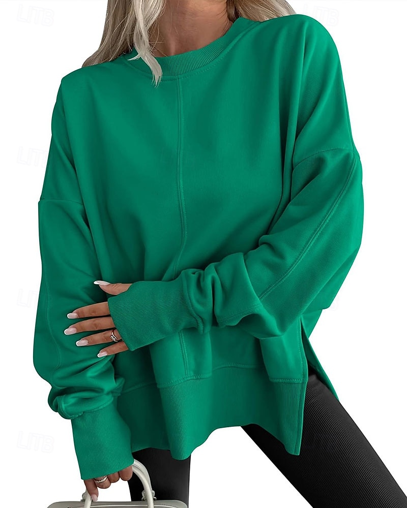 Femmes Sweatshirt Pull Patchwork Uni Occasionnel manche longue Col rond Hauts Réguliers Tenue Quotidienne Fête Sortir Bleu Noir Blanche Vert Grise Printemps Automne Hiver de 2026 ? $36.99 –P8