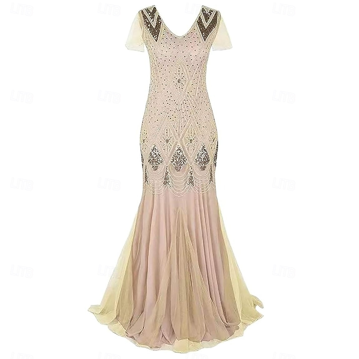Anni Ruggenti Anni 1920 Lunghezza alla caviglia Vestito Nozze Addio al celibato Maniche corte Il grande Gatsby Taglie Forti Invitato al matrimonio Frangia con nappe Nappa Scollo a V Costume Per donna del 2026 a $91.99 –P3