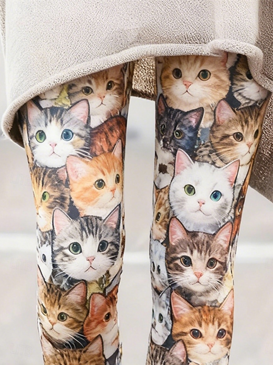 Damskie Getry Przytulne legginsy Urlop Codzienny Pełna długość Wysoka talia Graficzny Kot Drukowanie Komfort Wygodny Wysoka elastyczność Codzienny Urlop Święto Khaki Wiosna Jesień Opinający / a 2026 - $21.99 –P2