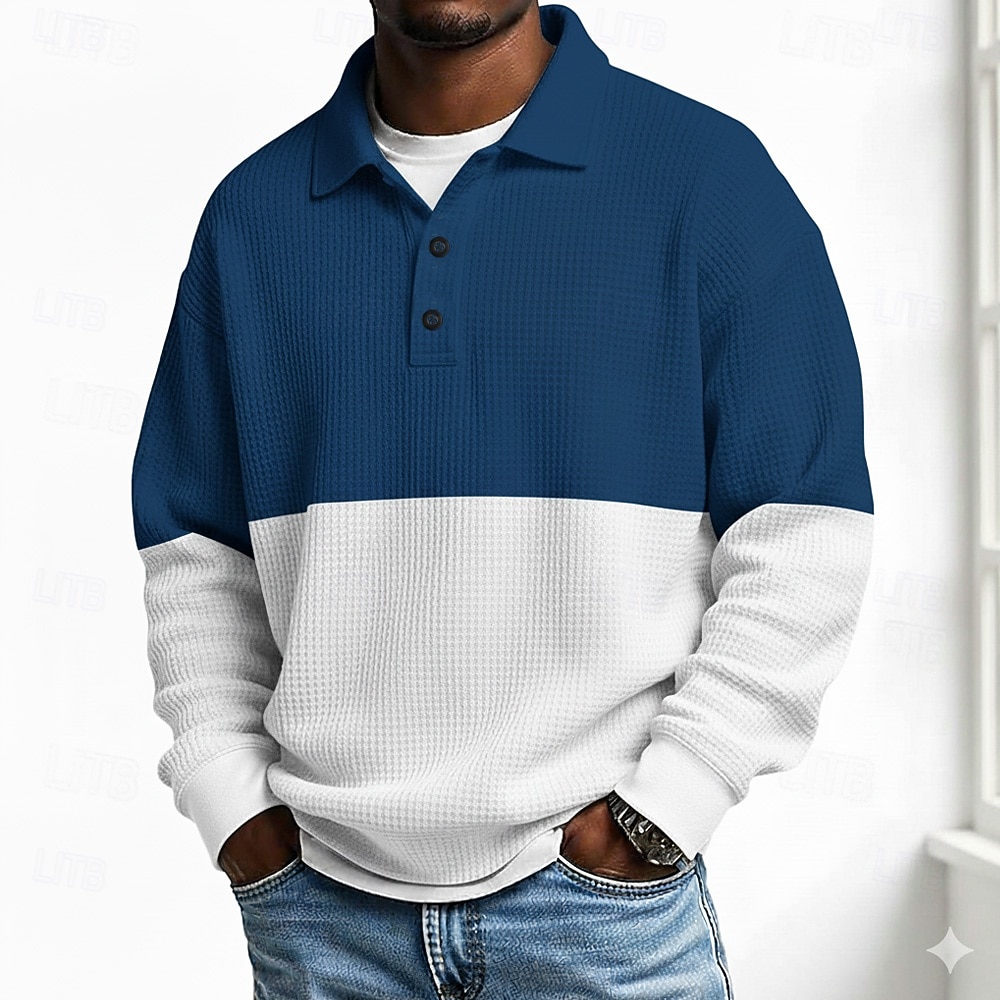 Ανδρικά Συνδυασμός Χρωμάτων Πόλο Μακρυμάνικο Μπλουζάκια πόλο Πέτο Καθημερινό Σχολείο Ένδυση γυμναστικής και άθλησης Καθημερινά Ρούχα 3D εκτύπωση Άνοιξη Φθινόπωρο 2026 - $28.99 –P1