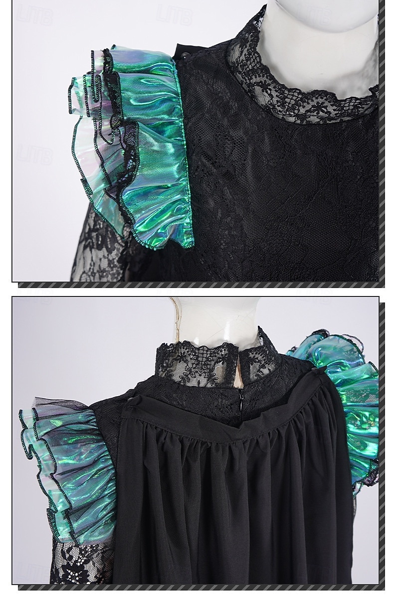 Czarownica Wróżka Elfaba Sukienka Tiulowe Sukienki Kostium Cosplay z filmu Film Noc Walpurgii Cosplay for Damskie Dla dziewczynek Doroślu Halloween Karnawał Spektakl Comic Con Anime Expo 2026 - $54.99 –P7