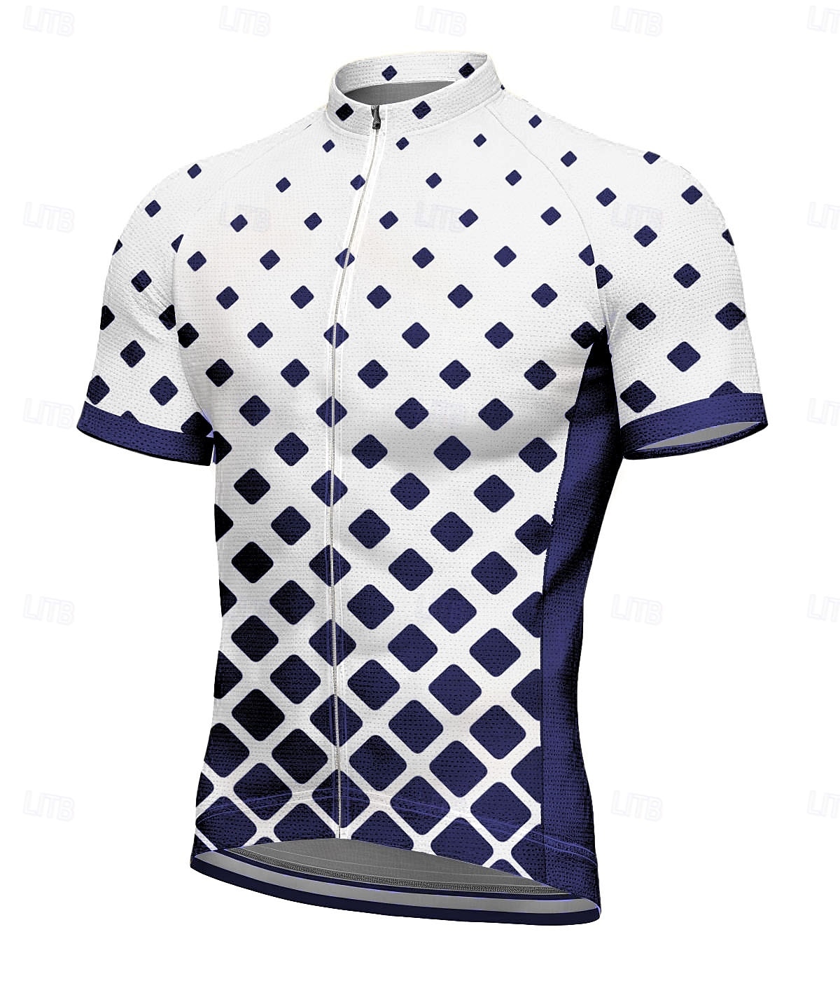 Herren Radtrikot Grafik Geometrisch Farbverlauf Kurzarm Fahhrad T-Shirt Oberteil mit 3 Gesäßtaschen UV-beständig Schnelltrocknend Frontreißverschluss Reflektierende Streifen Sport Schwarz Marinenblau 2026 - $30.99 –P9