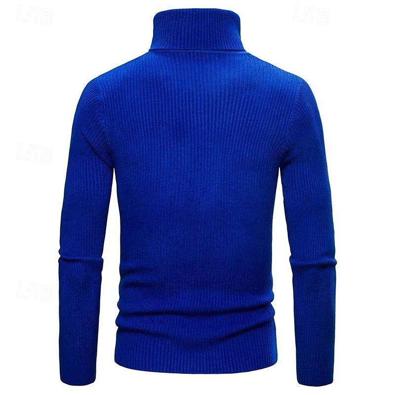 Men's Turtleneck Sweater Pullover Sweater Jumper Cropped Sweater Ribbed Knit Regular Tops Knit Plain Turtleneck Modern Contemporary Casual Casual Work Clothing Apparel Fall Winter Wine Black S M L 2026 - $22.99 –P11