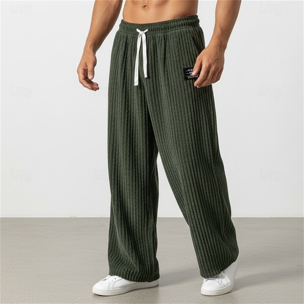 Per uomo Pantaloni da tuta Pantaloni Pantaloni in velluto a coste Pantaloni Larghi Pantaloni della tuta a gamba dritta Coulisse Elastico in vita Tinta unica Comodità Lunghezza intera Casuale del 2026 a $25.99 –P9