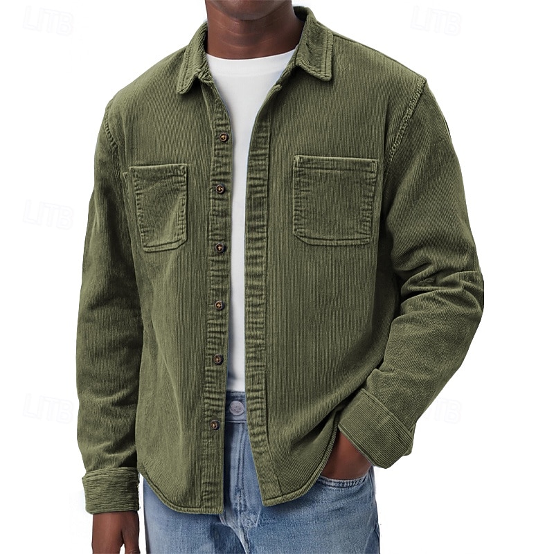 Hombre Chaqueta ligera Chaqueta de camisa Chaqueta casual Chaquetón Casual Diario Bolsillo Botones Primavera Otoño Color sólido Ropa de calle Diario Cuello Vuelto Regular Azul Piscina Negro Verde 2026 - $28.99 –P1