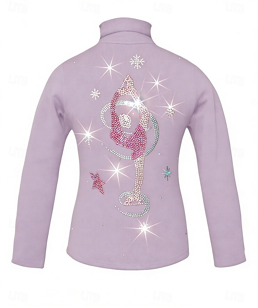 Eiskunstlauf Fleecejacke Damen Mädchen Eislaufen Jacke Oberteil Schwarz Rosa Purpur Dehnbar Training Wettbewerb Eiskunstlaufkleidung Thermowarm Kristall / Strass Langarm Eislaufen Eiskundstlauf 2026 - $67.99 –P2